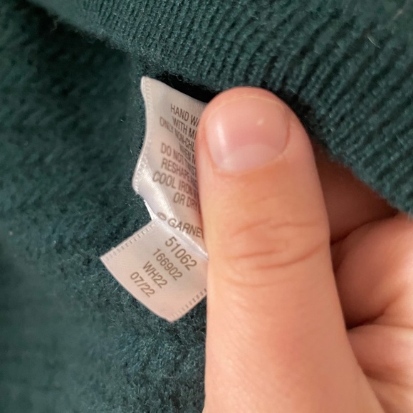 Garnet Hill Drape Front Cabled Cashmere Cardigan Pockets Jade - Picture 11 of 13